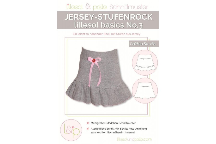 Papierschnittmuster lillesol basics No.3 Jersey-Stufenrock  Gr. 80 - 164